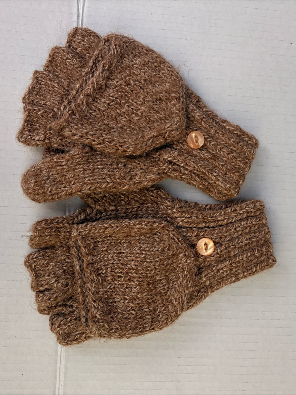 Alpaca Convertible Fingerless Mittens in Brown